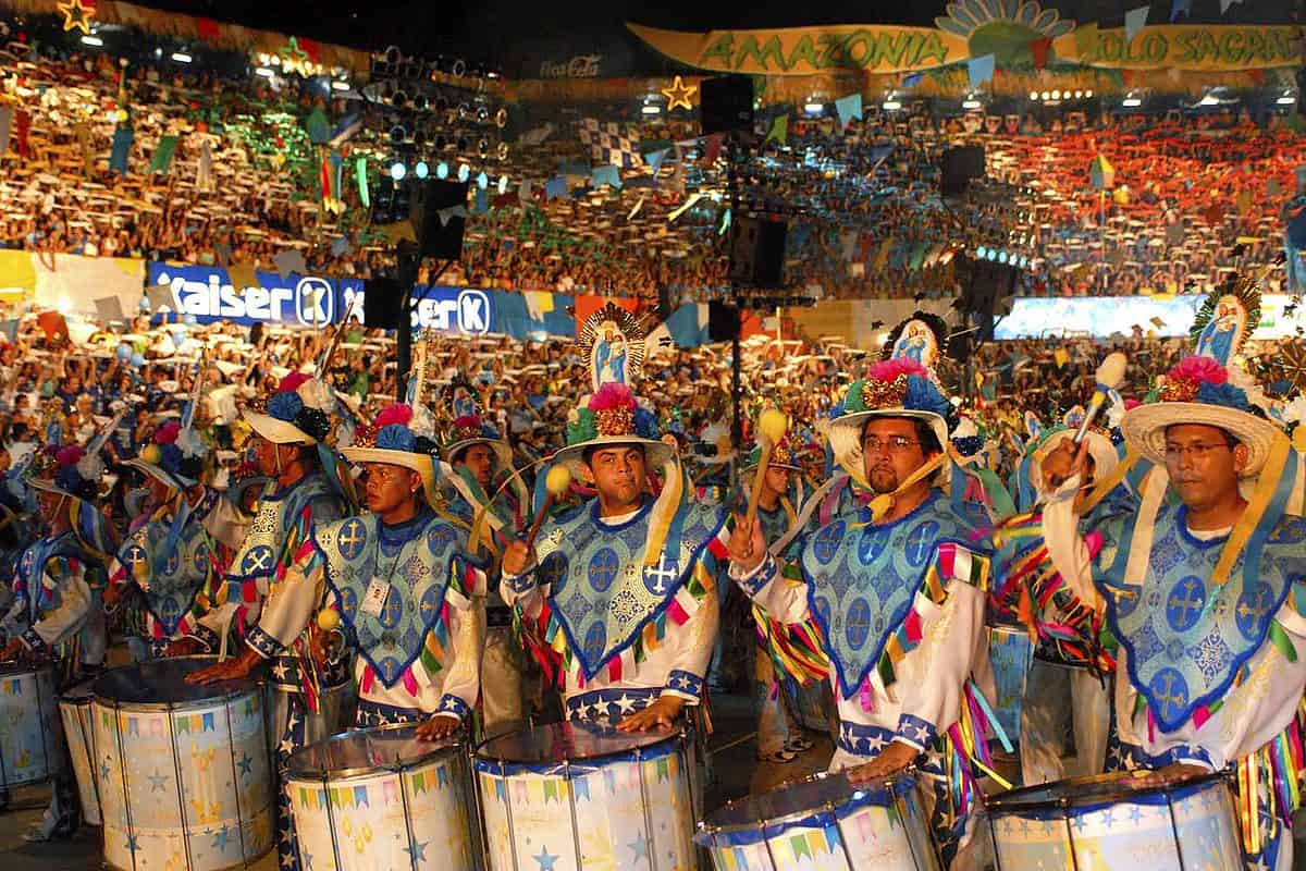 Drummers at the Boi Bumba, Brazil's largest folklore festival,