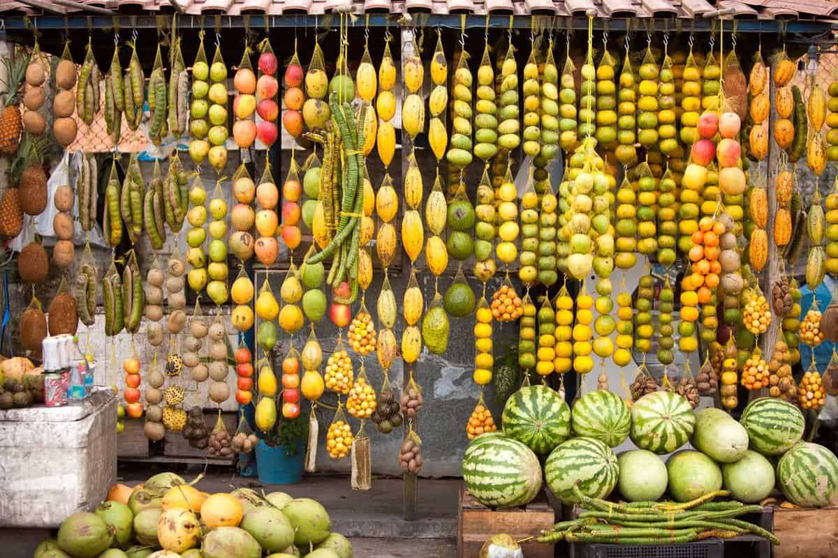 Amazonic traditional fruits on road shop