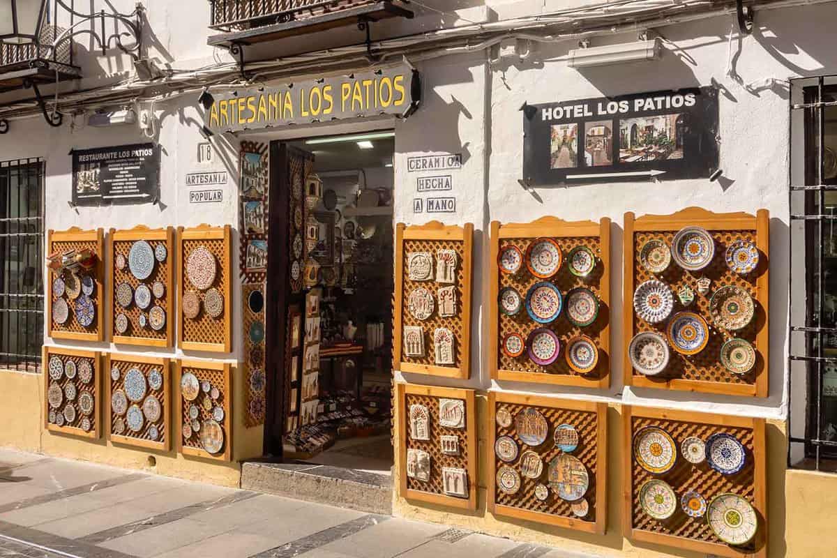 Tiny old-fashioned shop in old town selling traditional ceramics