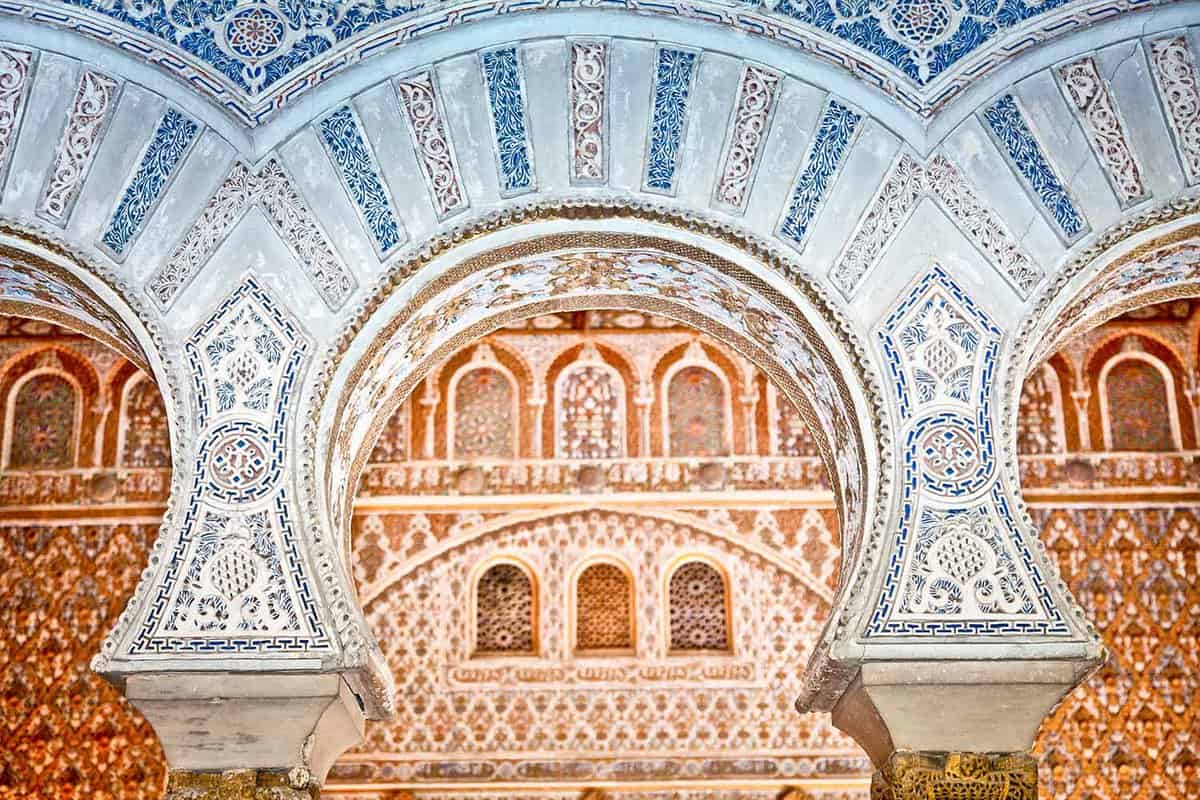 Close up of intricate Mudejar styling on an arch