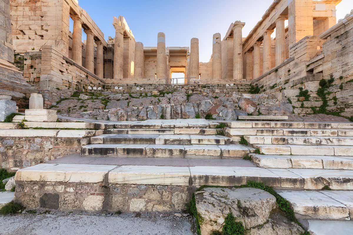 Stairs in front of the Athenian Acropolis Propylaea