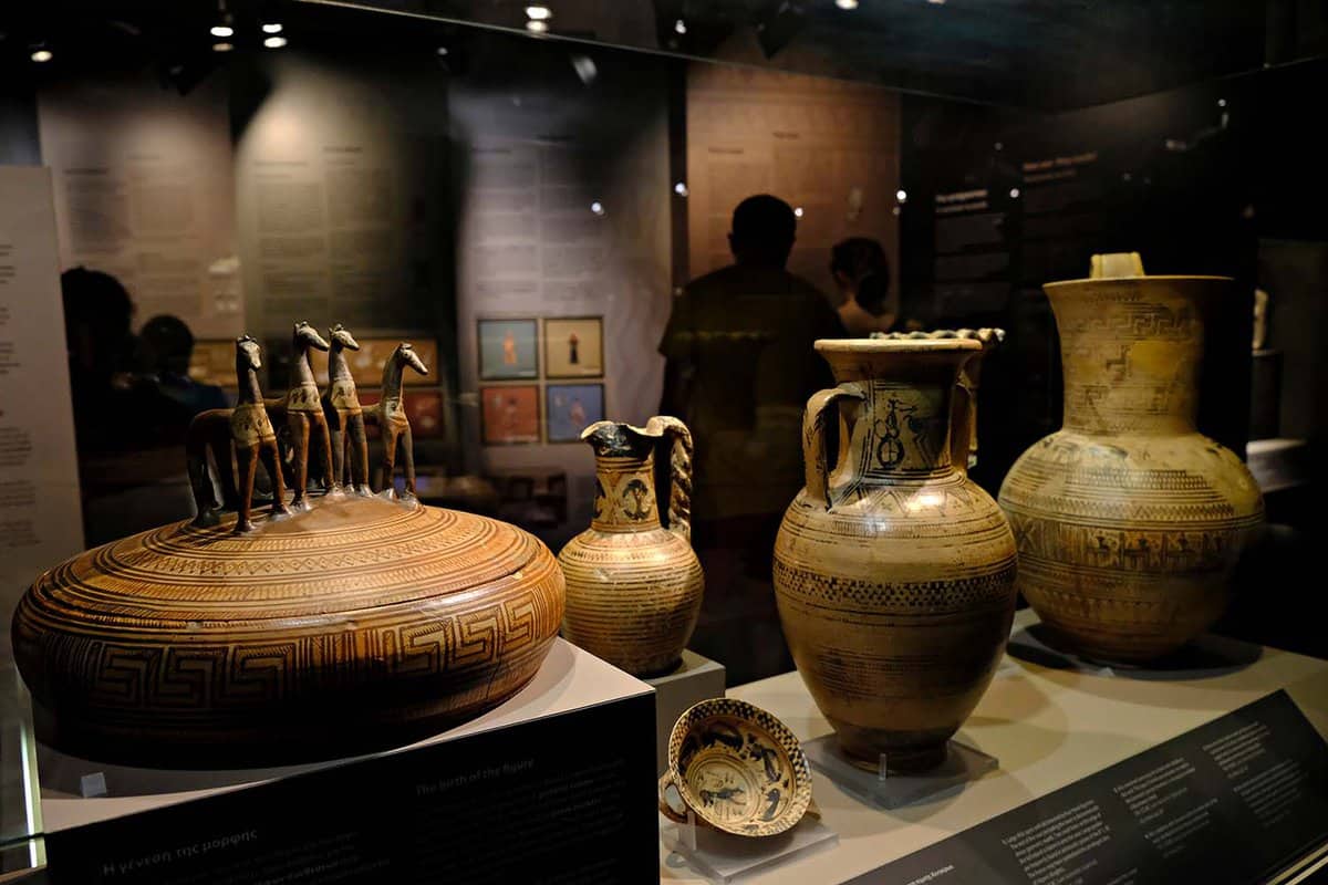 Pottery on exhibit in the museum