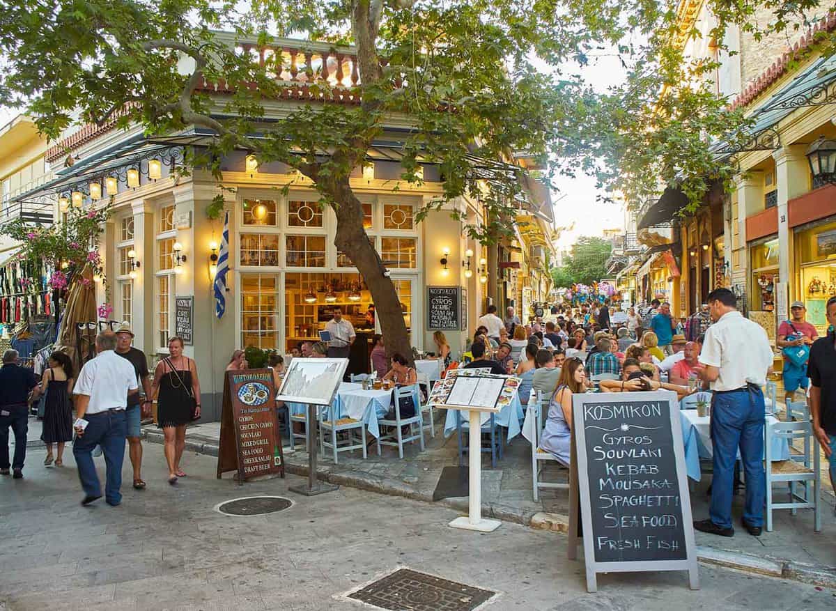 People dining outside in Plaka