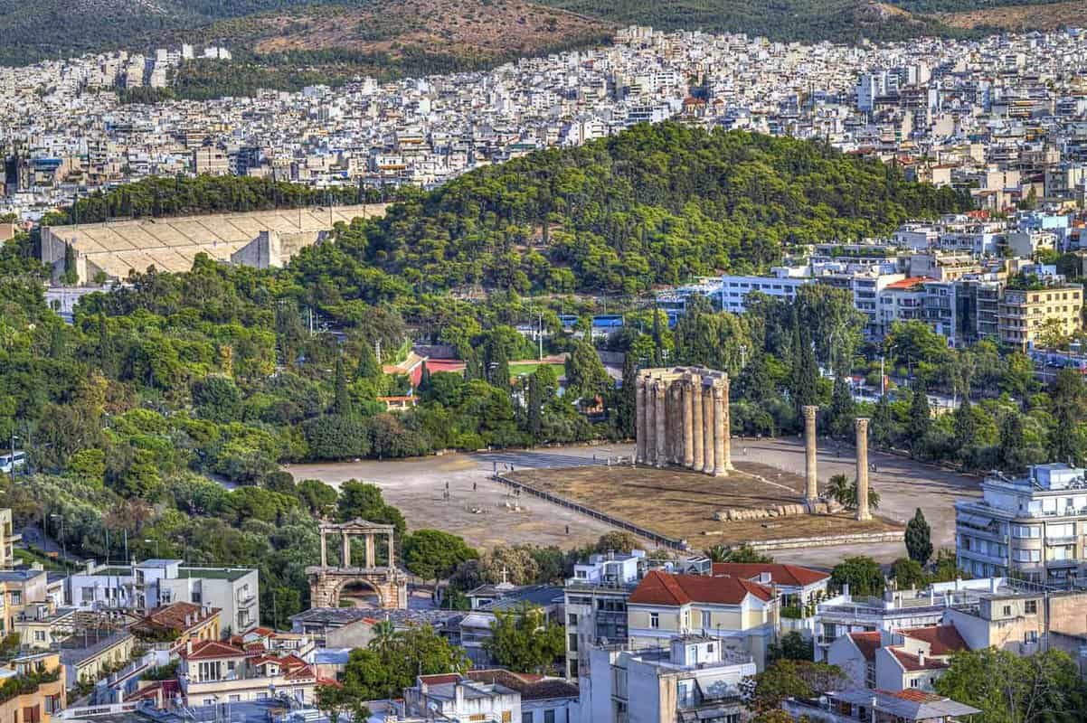 A view over the city, with Temple of Zeus visible