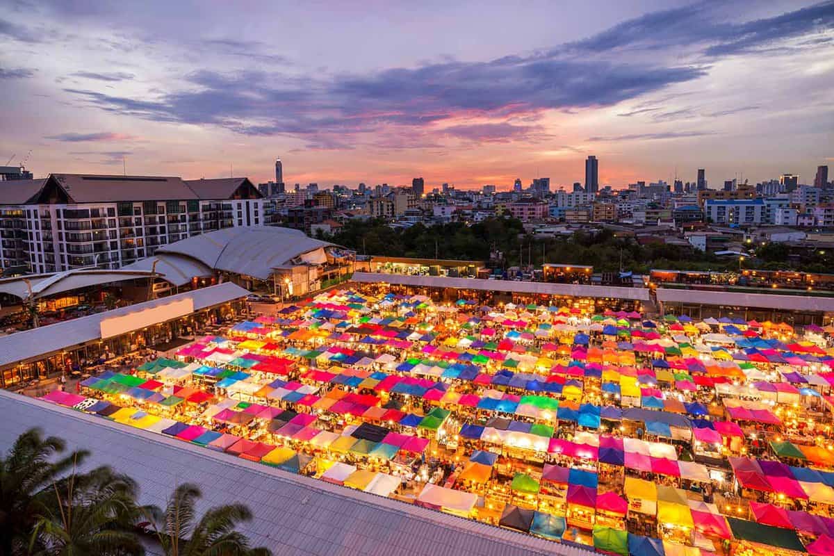 Beautifully lit colourful market