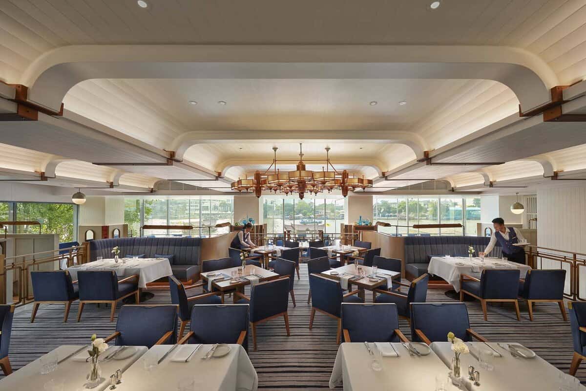 Dining area with riverside view