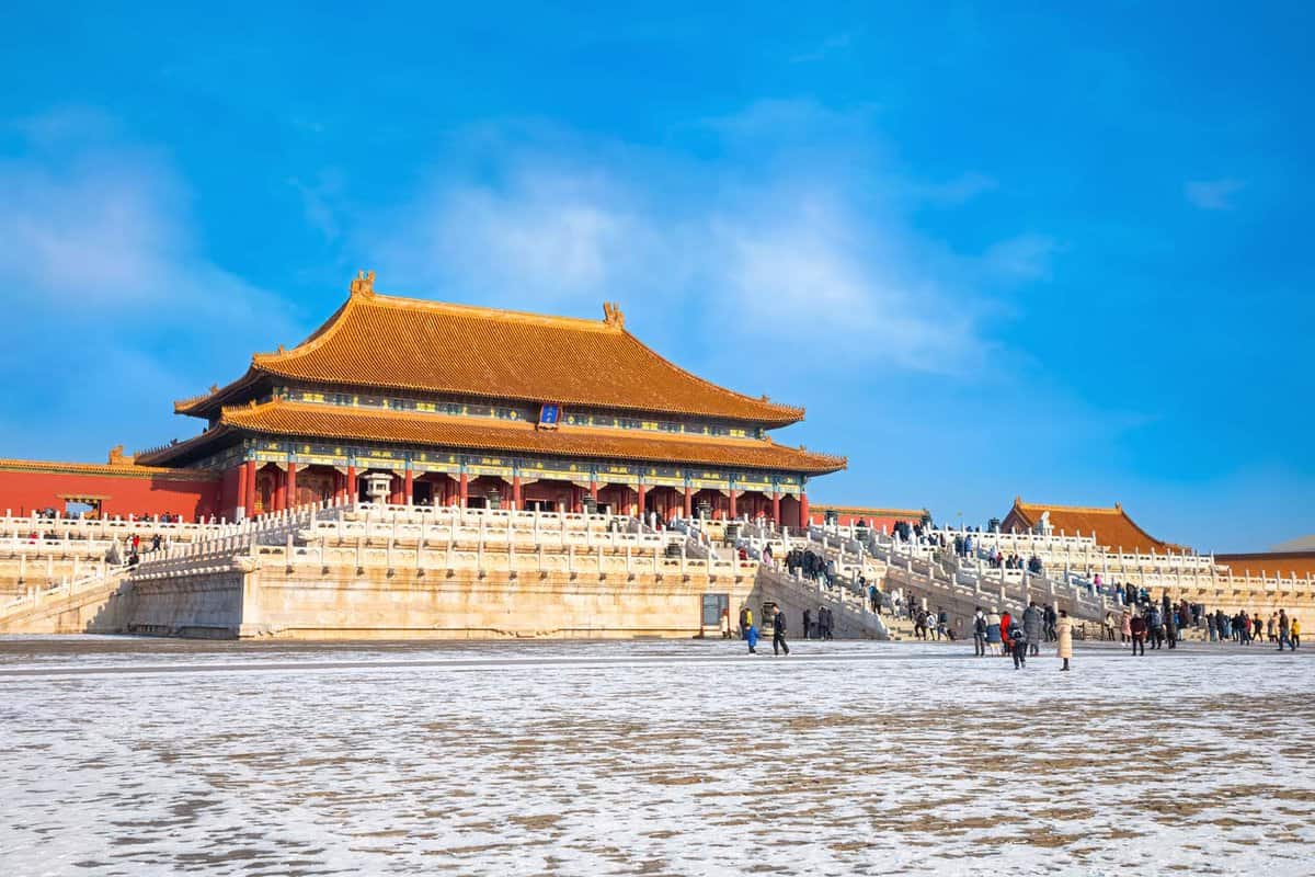 The Hall of Supreme Harmony, built in 1406, is the largest hall in the Forbidden City, located at its central axis, behind the Gate of Supreme Harmony