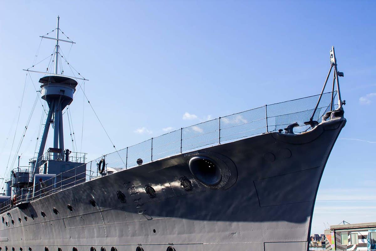 Close up of the prow of the decommissioned ship