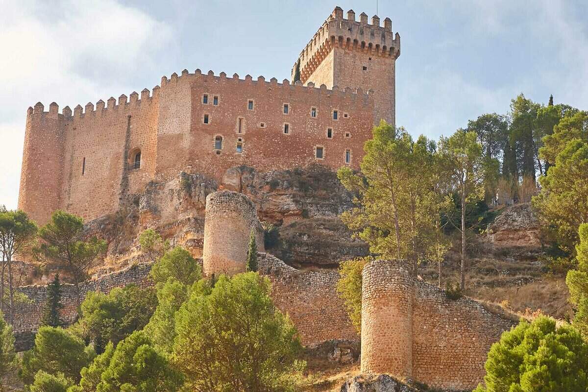 Spanish picturesque medieval fortress and tower in Alarcon, Cuenca. Spain