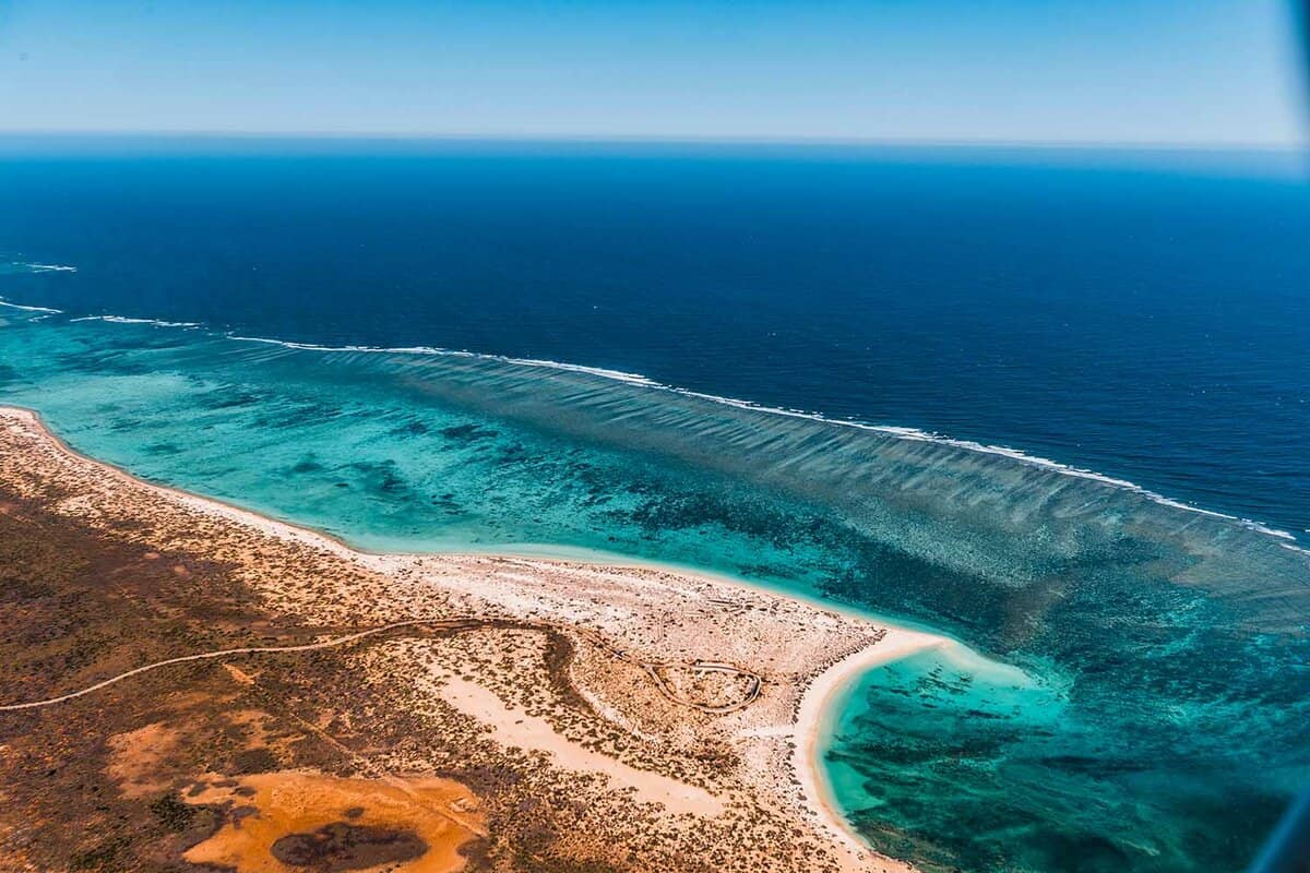 Aerial view of a stunning reef just offshore