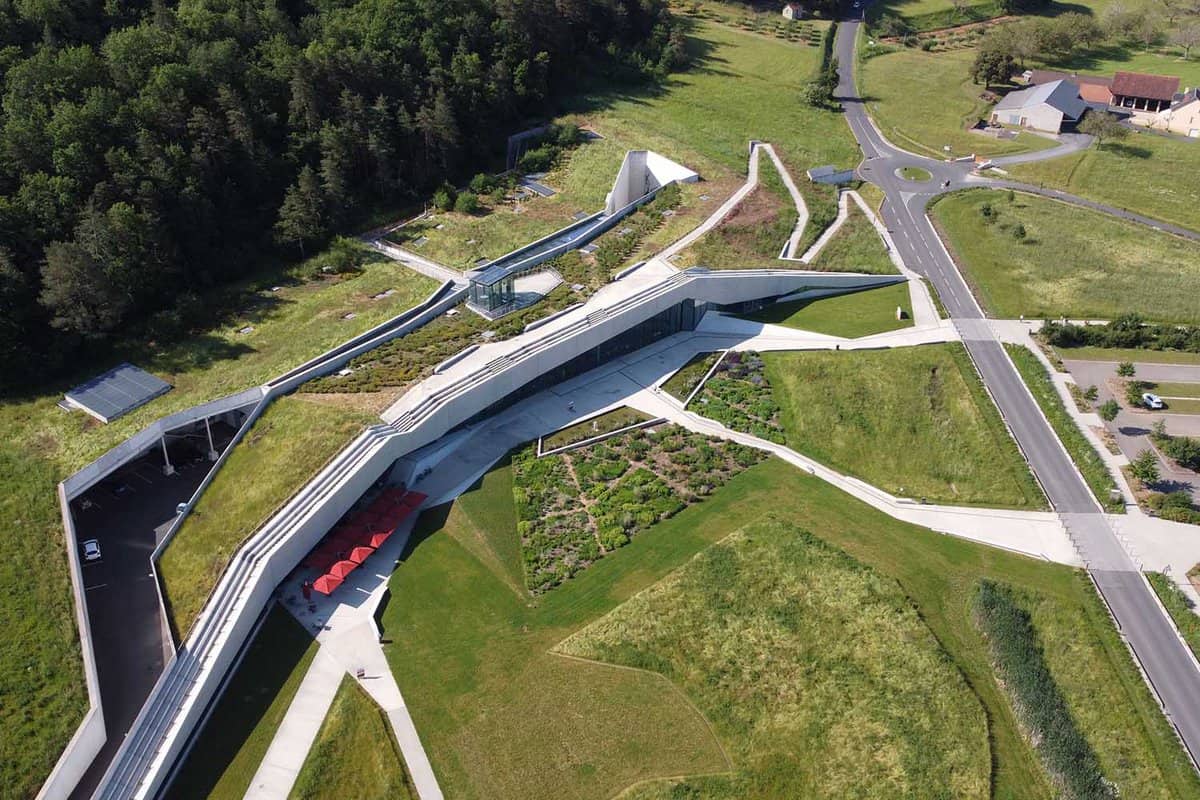 Aerial view down on the museum