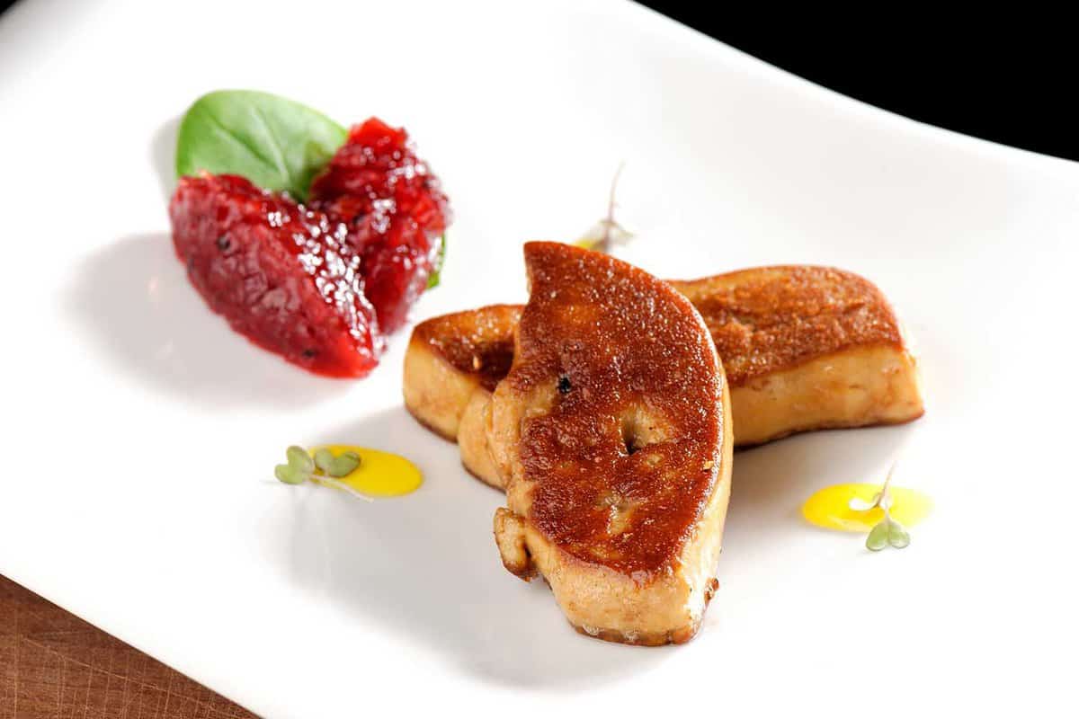 slice of foie gros on a plate