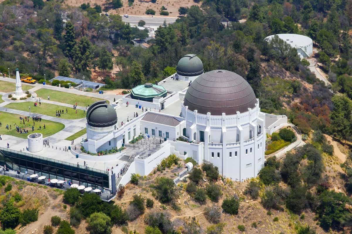 Aerial view of the Griffith Observatory on Mount Hollywood in Griffith Park