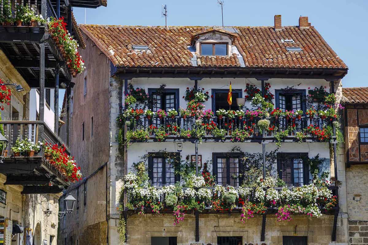 Balcony of a typical house of the medieval village of Santillana del Mar