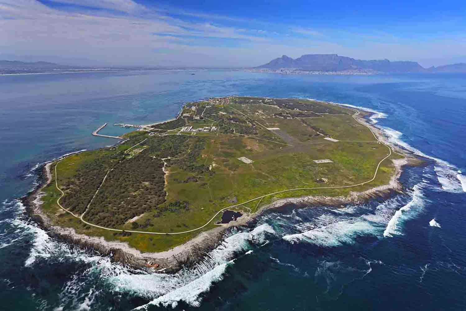 Aerial view of the island during the daytime