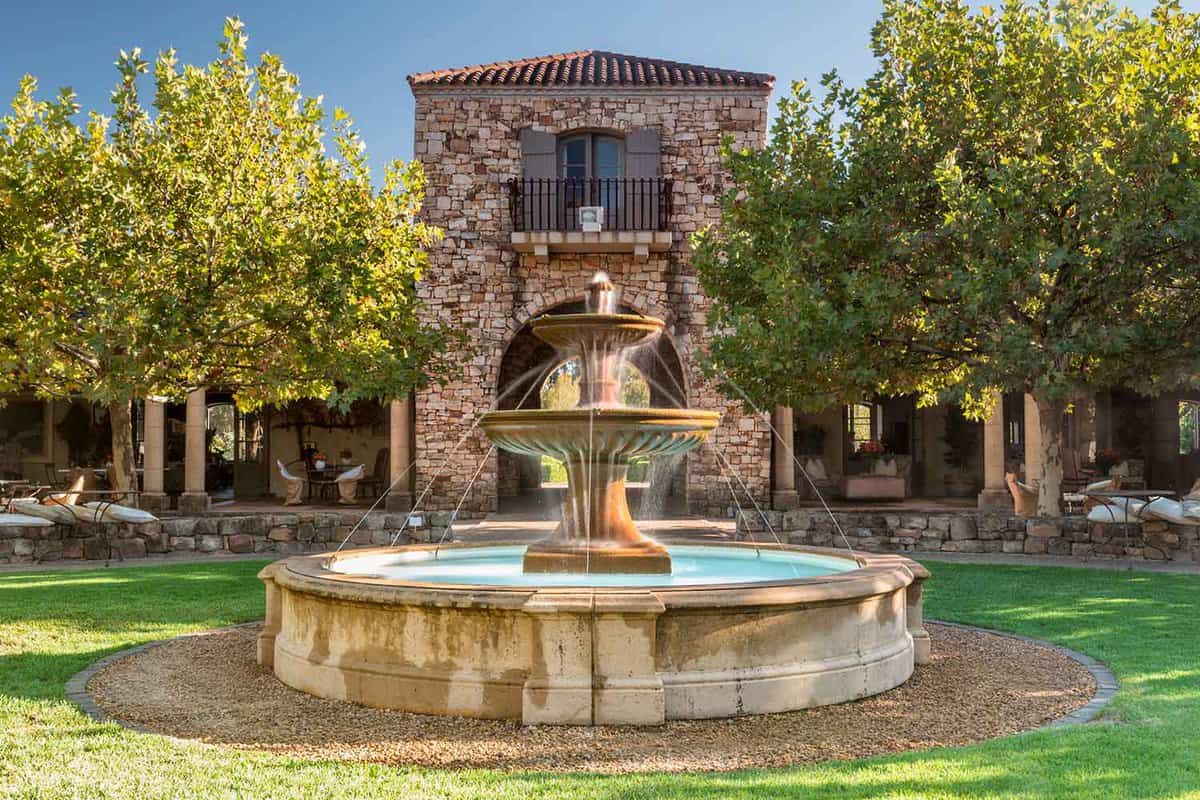 Central fountain in courtyard of the wine estate