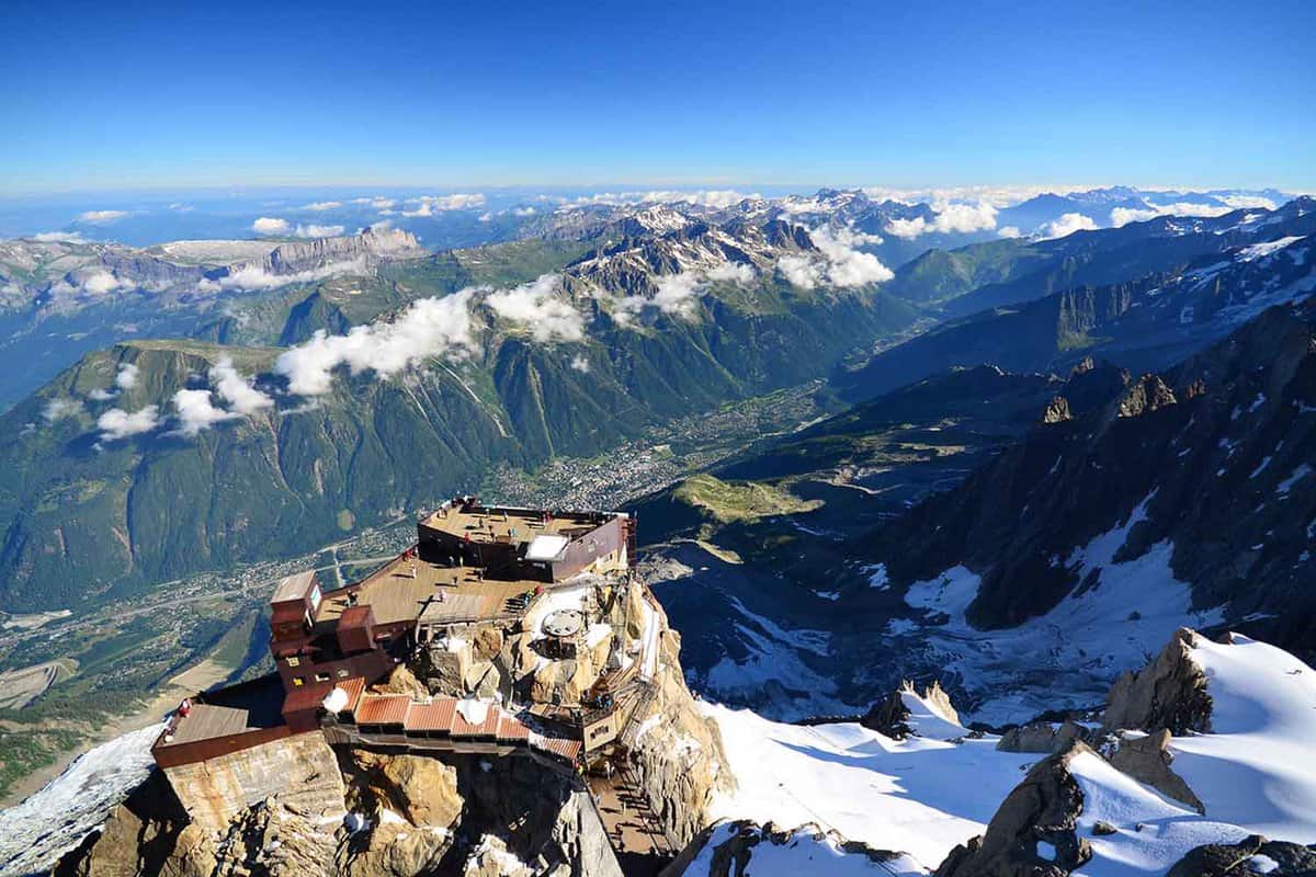 aiguille du midi station from above