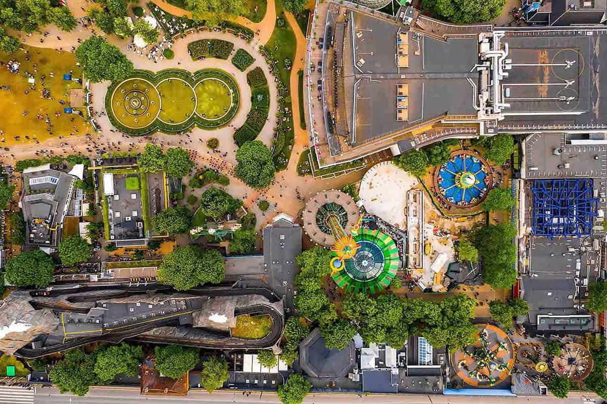 Aerial view of the Tivoli Gardens in Copenhagen site