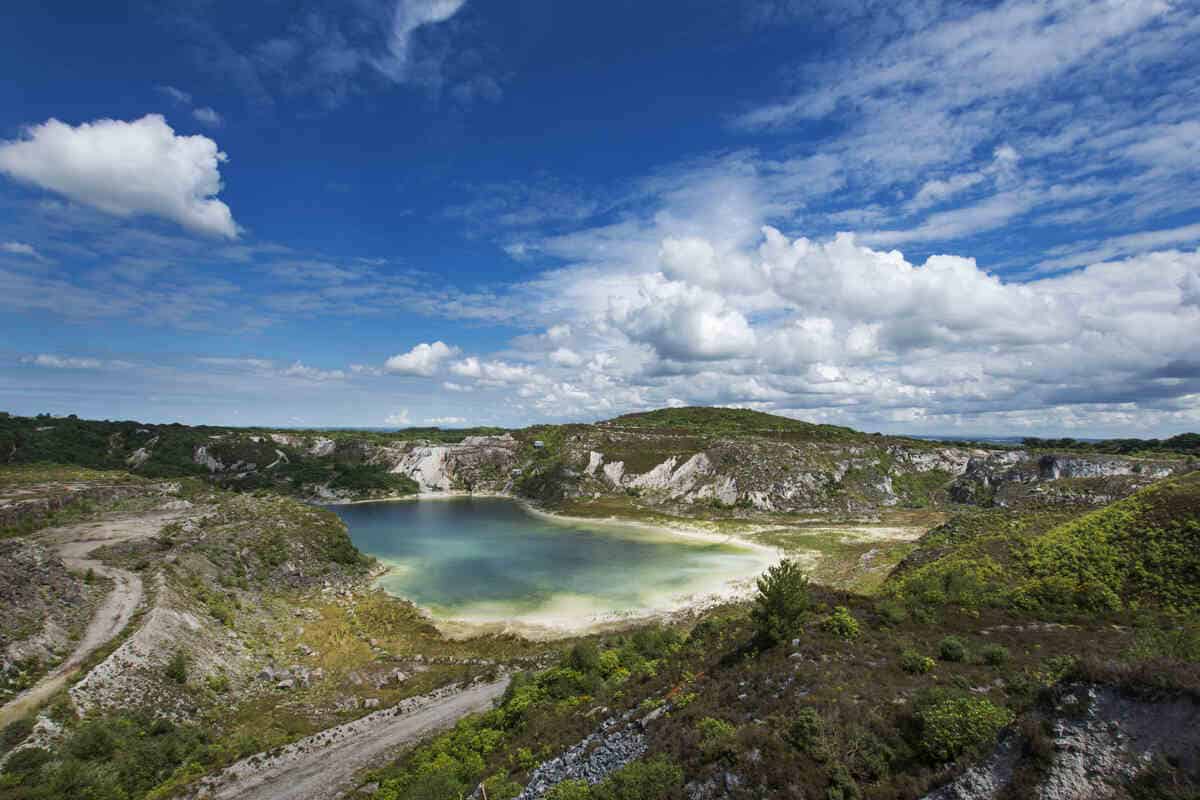 landscape view of clay quarry on the Clay Trail in Cornwall