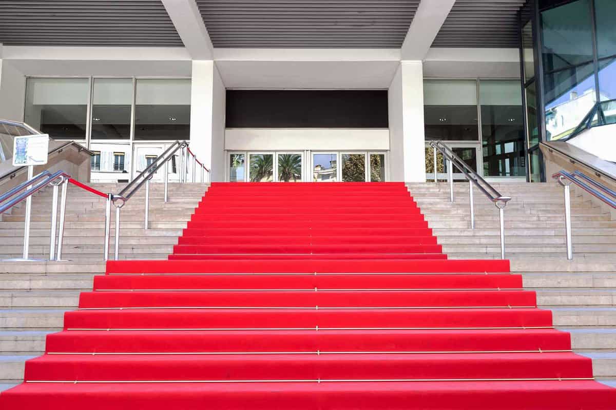 Red carpet at film festival leading up steps