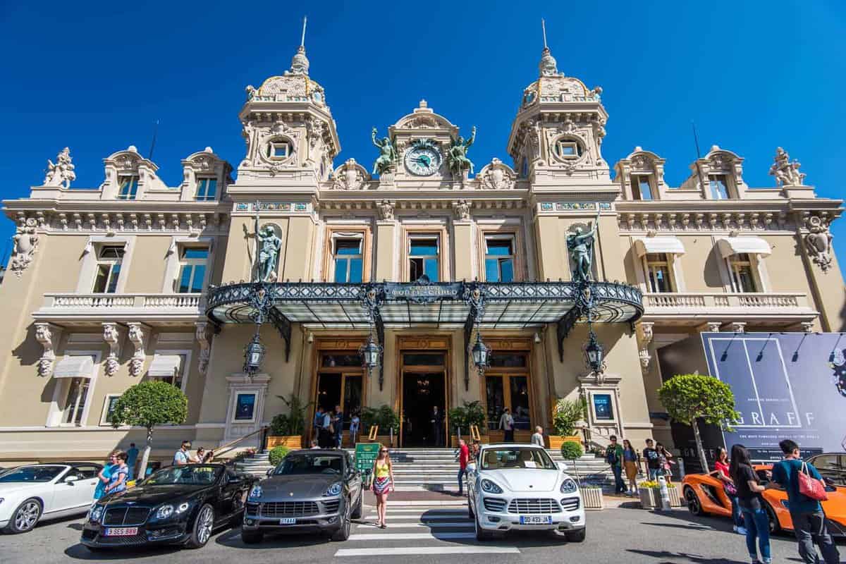 Entrance to famous Casino Monte Carlo, Monaco on a sunny day