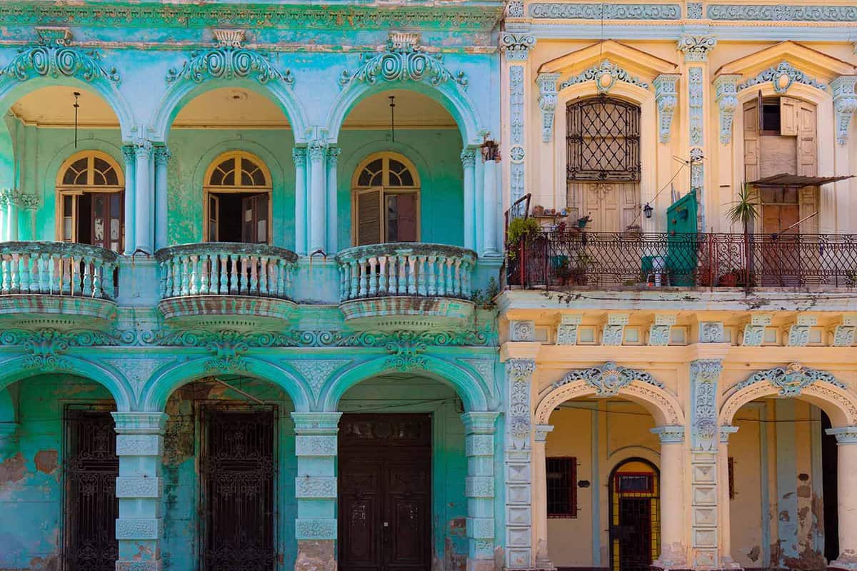 Scenic colorful Old Havana streets in historic city center (Havana Vieja) near Paseo El Prado and Capitolio