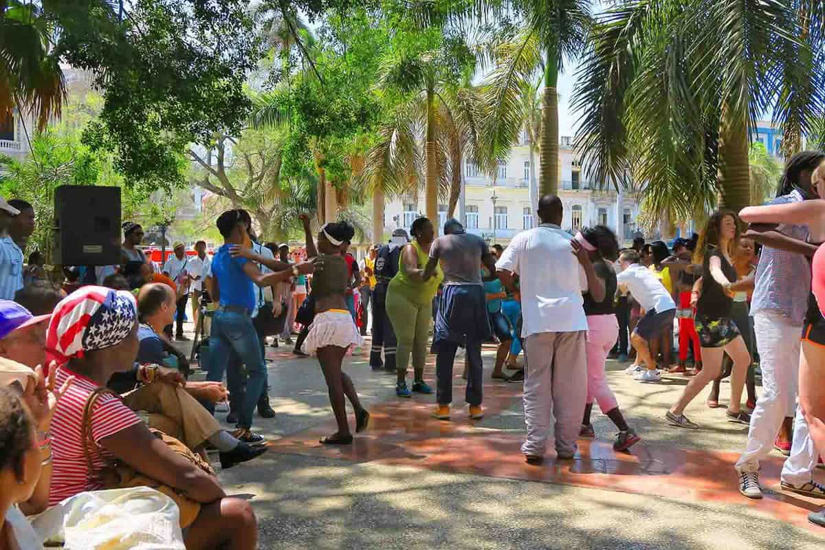 street dances of salsa in one of the central squares in Havana, where both the locals and the tourists can take the dancefloor and dance till they drop, a fun event