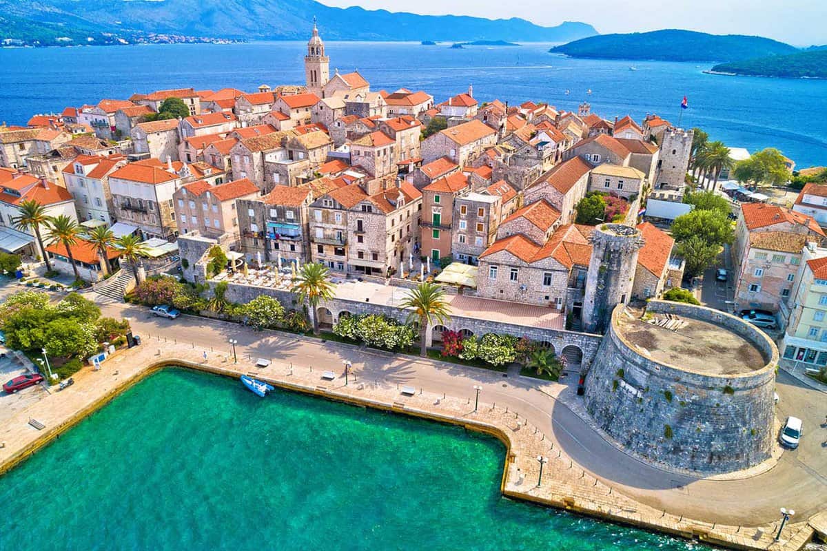 aerial view of Korcula's Old Town