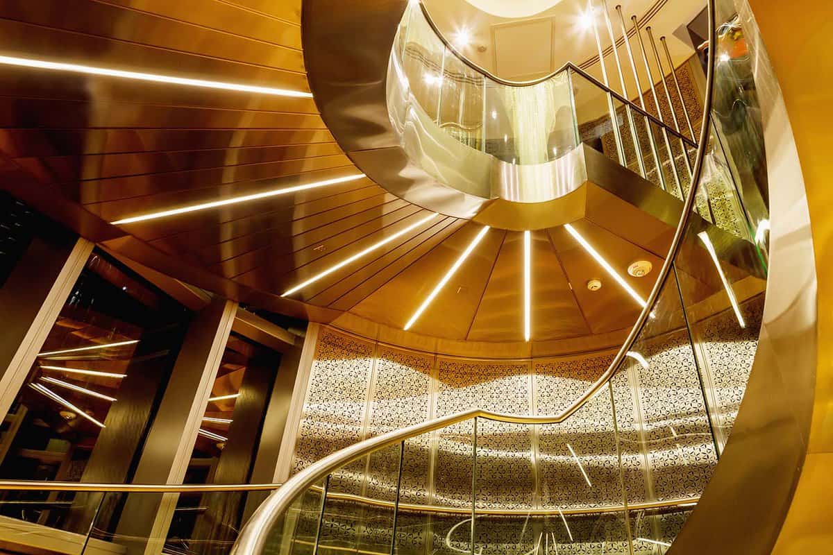 The interior of the Burj Khalifa showing the moveable staircase up to 125 floors