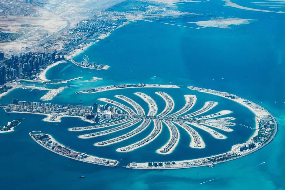 The Palm Jumeirah from a helicopter