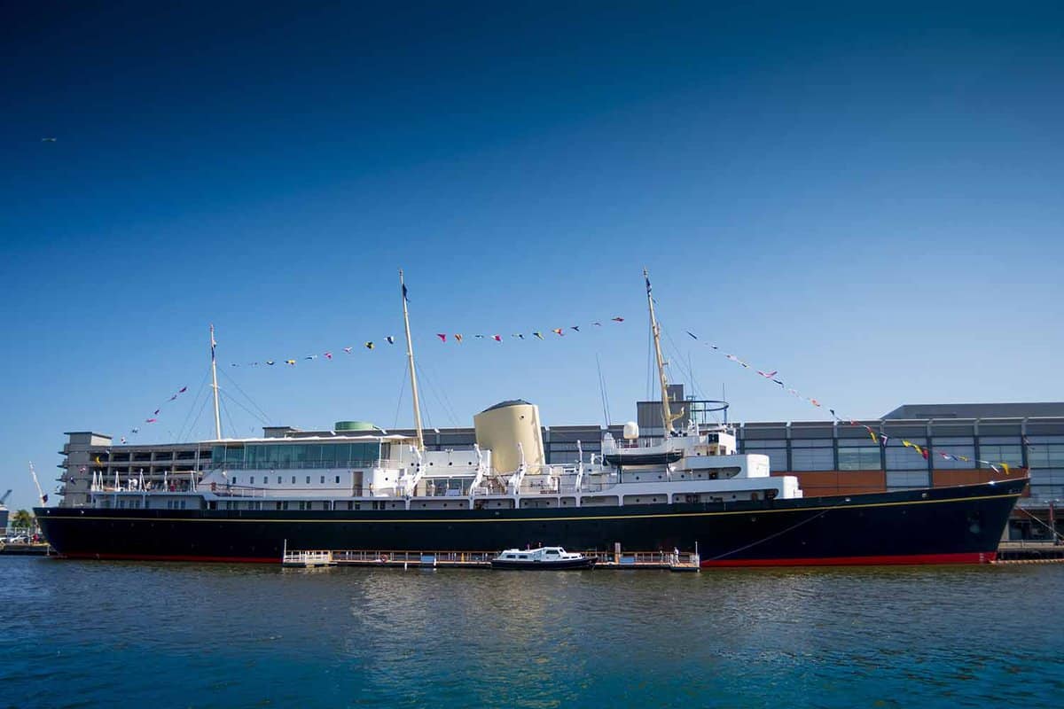 Exterior view of the Royal Yacht Britannia from side