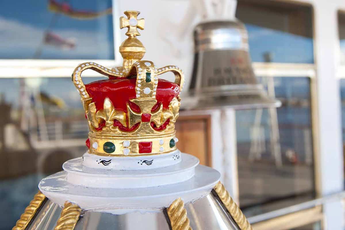 Close up of a crown adornment on Royal Yacht Britannia