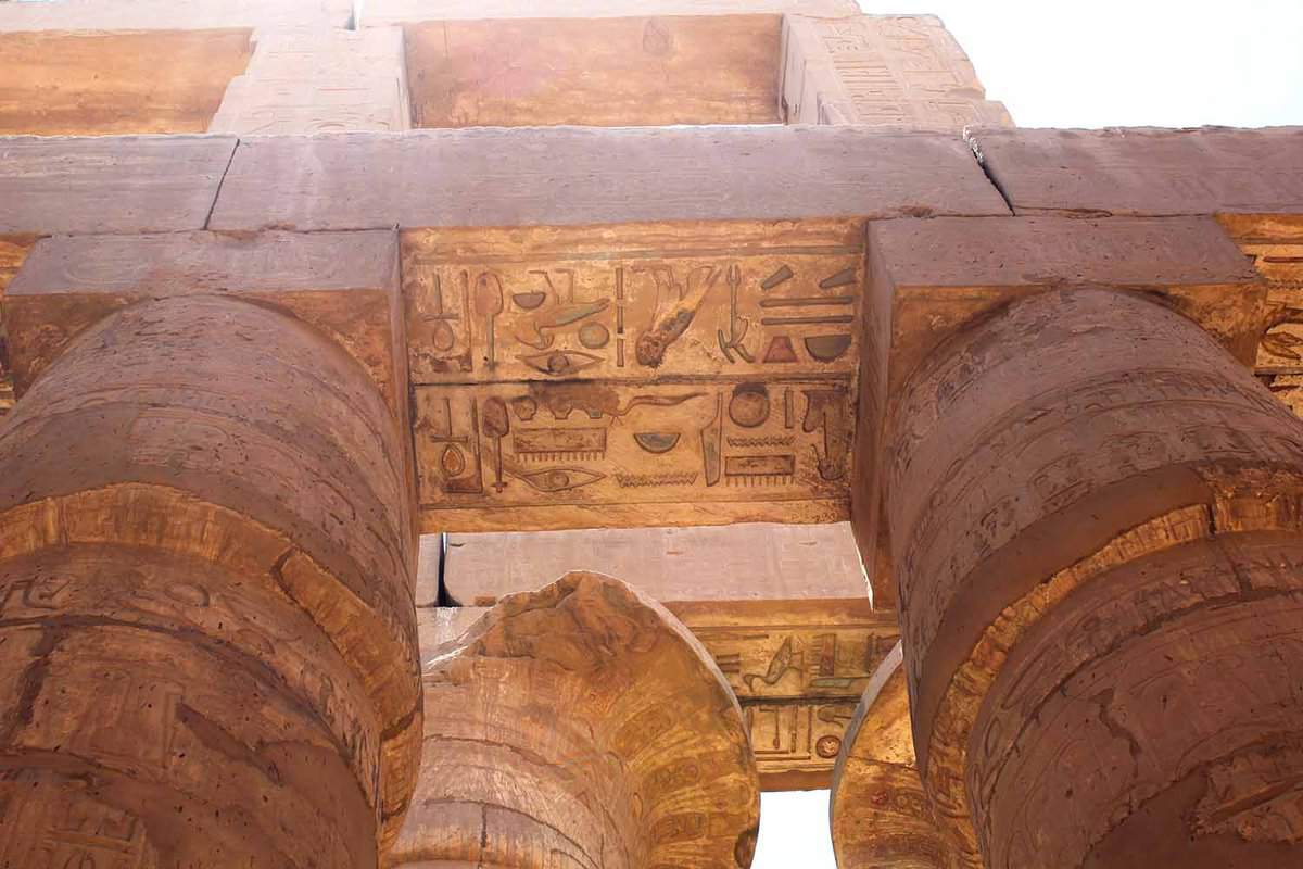 Looking up at the Columns of Karnak Temple