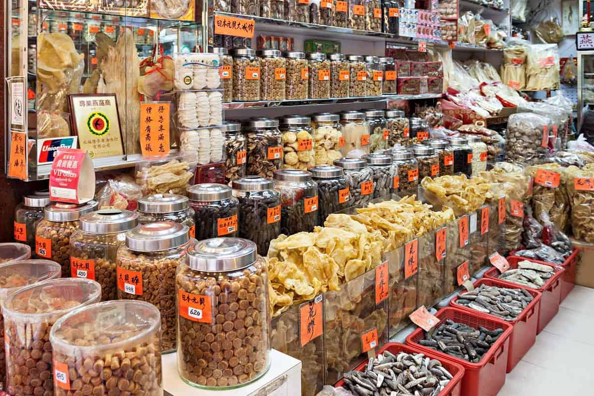 A wide variety of food products and items on sale in a store