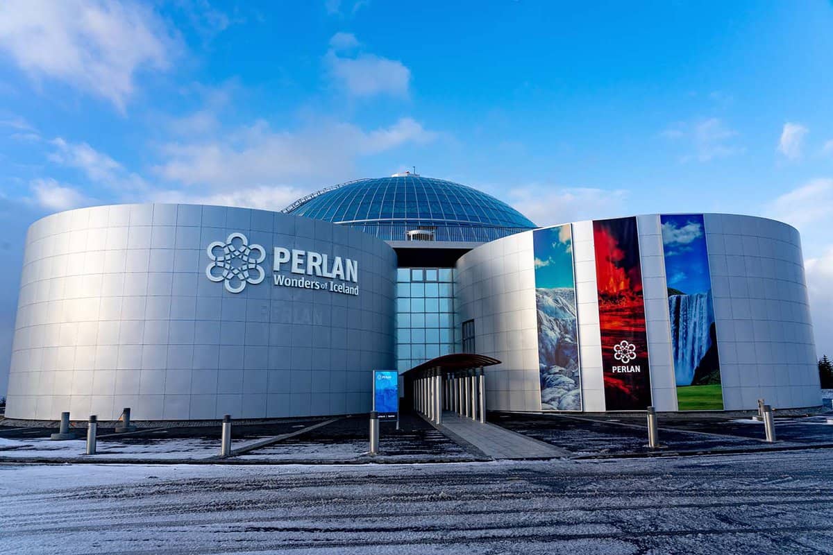 Front exterior of the Perlan Museum in Reykjavik