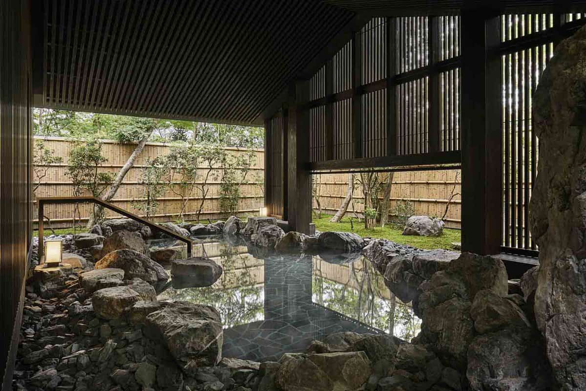 Stoney spa in covered garden exterior