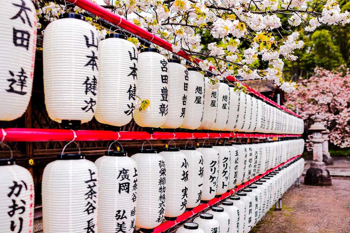 Close up of white prayer wheels outside of a temple