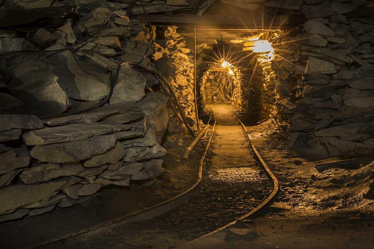 Looking down a tunnel in a mine