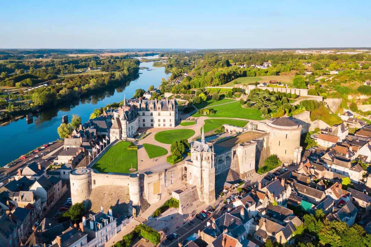 An aerial view of Loire Valley from the hot air balloon on a summer's day