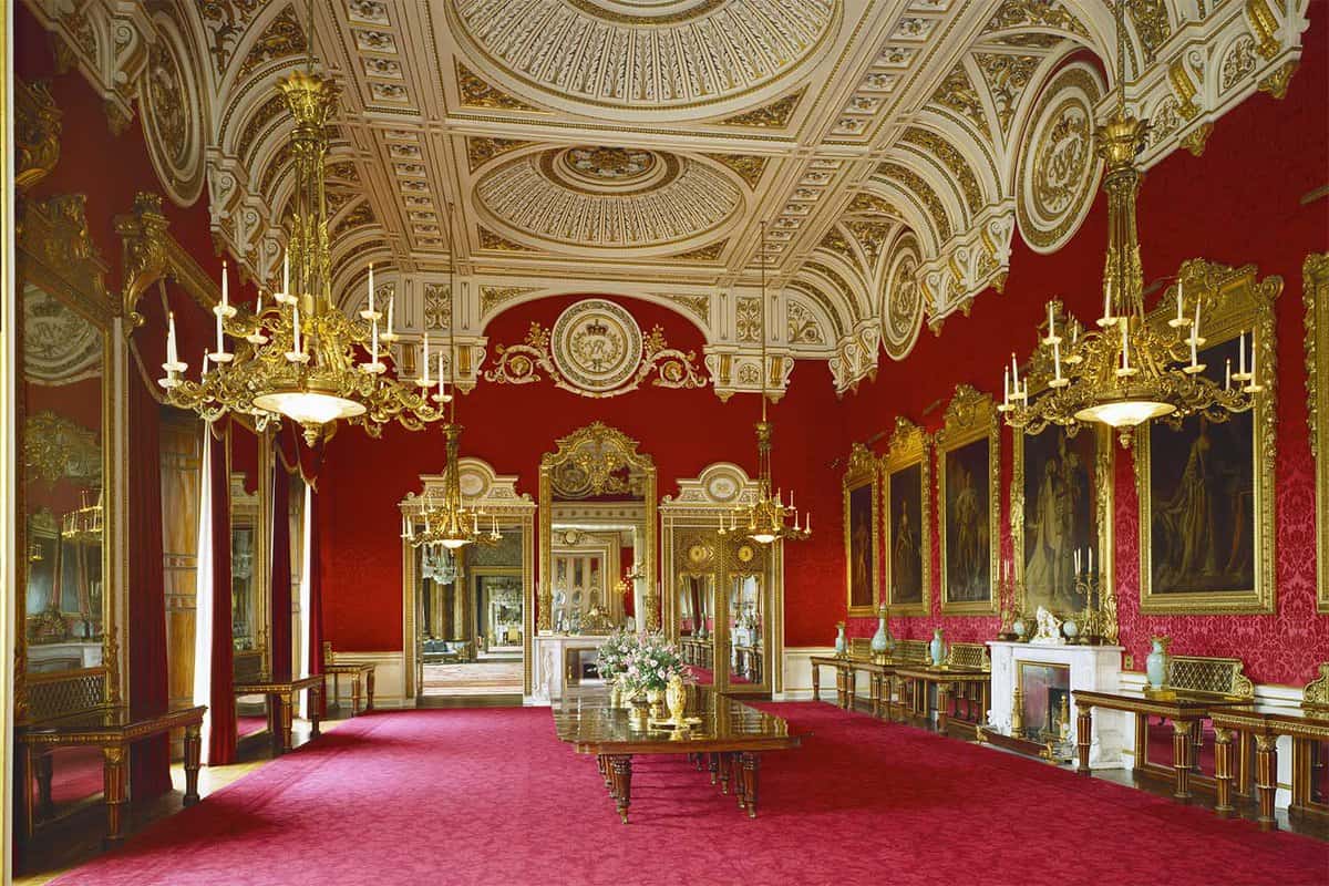 Interior of the dining room at the palace during the daytime