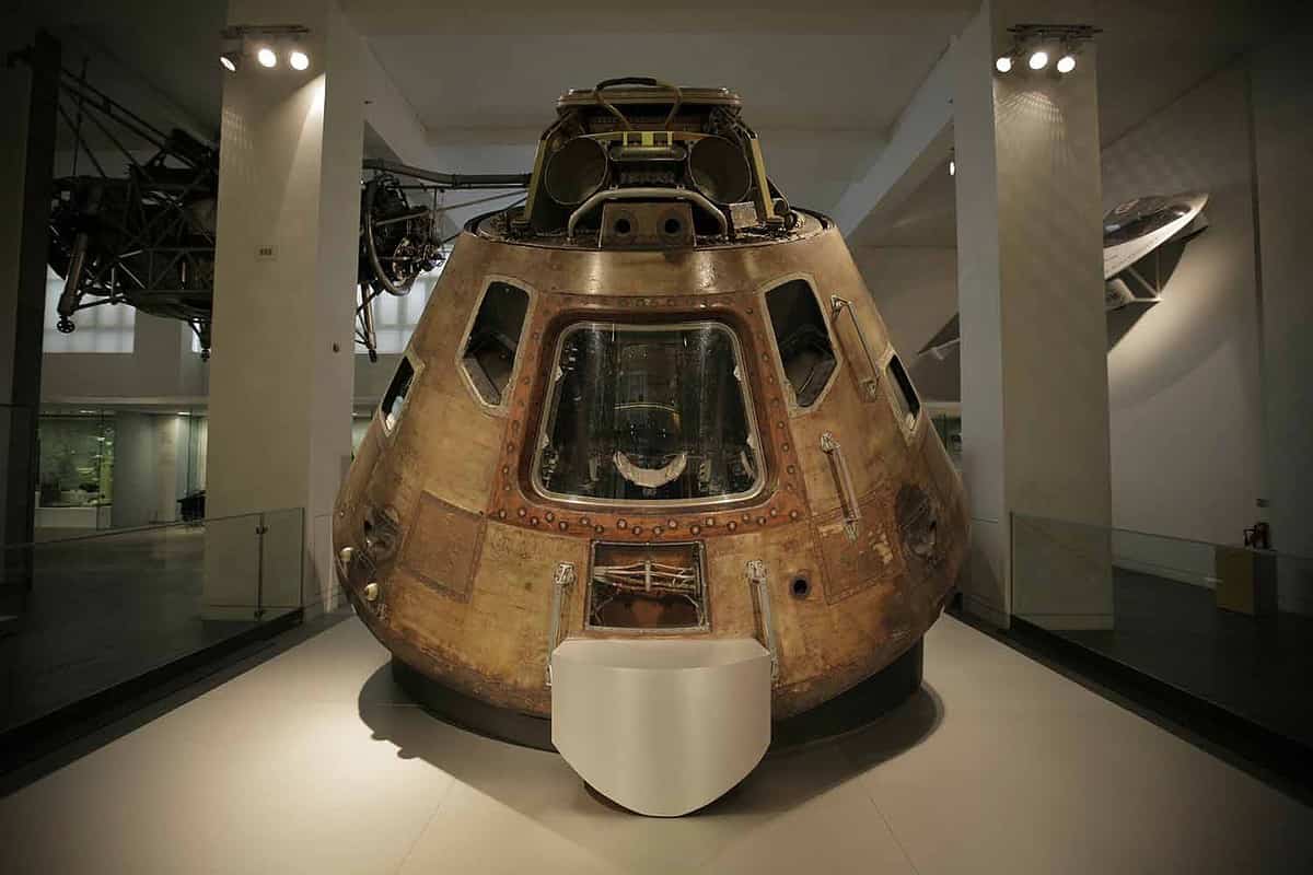 Close up of a space rocket module in the London Science Museum