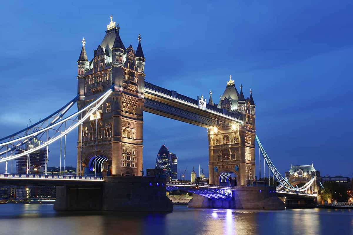 Famous Tower Bridge in the evening, London, England