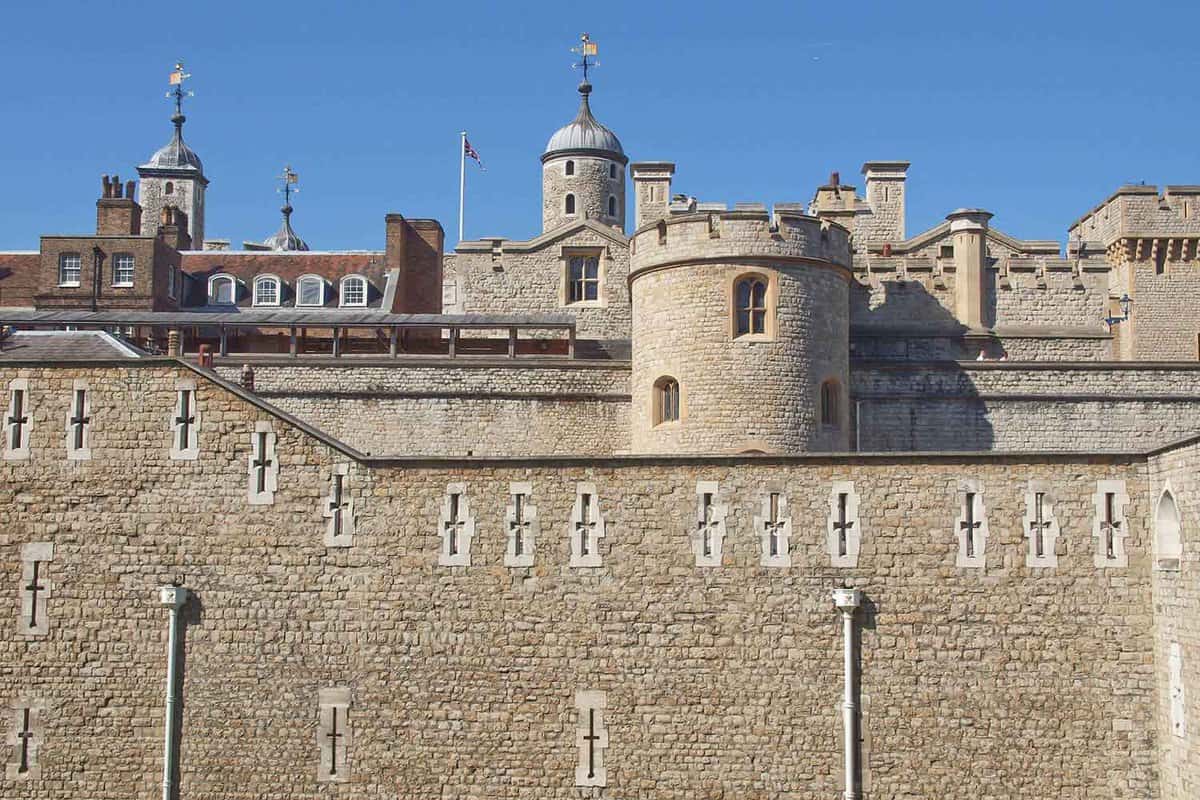 Close up of the walls surrounding the tower