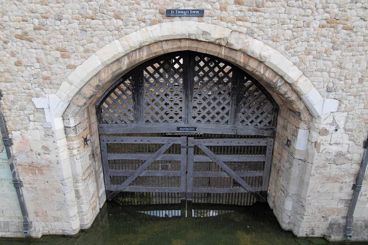 Close up of the traitor's gate during the daytime