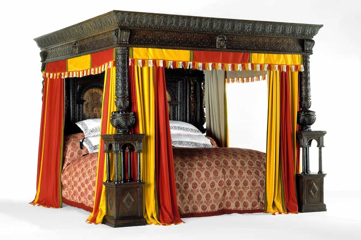 Close up of a large four-poster bed