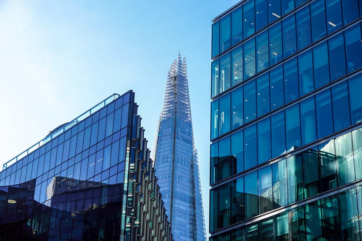 Lowered view of the shard during the daytime