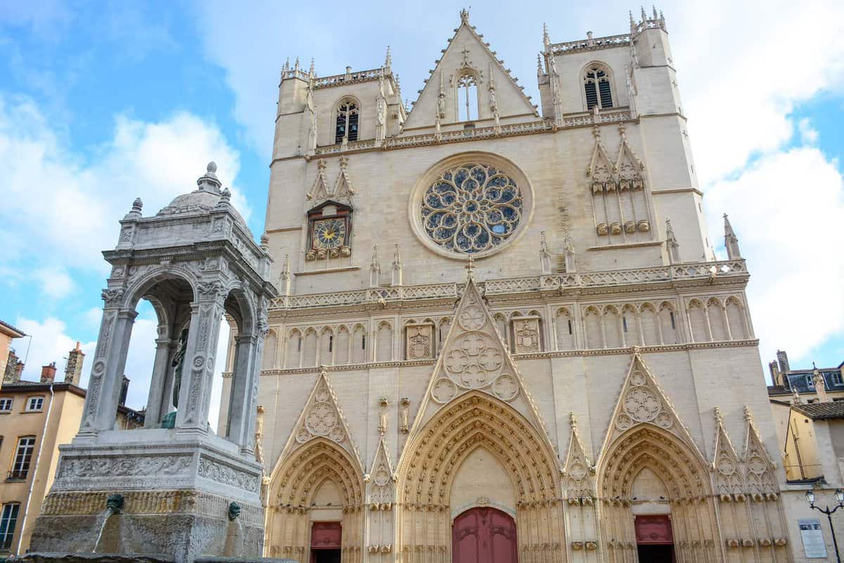 Close up of the cathedral front facade