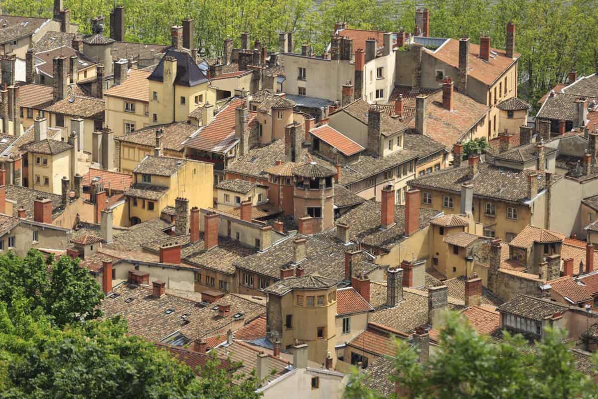 Rooftops of the old town Vieux Lyon from Fourviere Hill