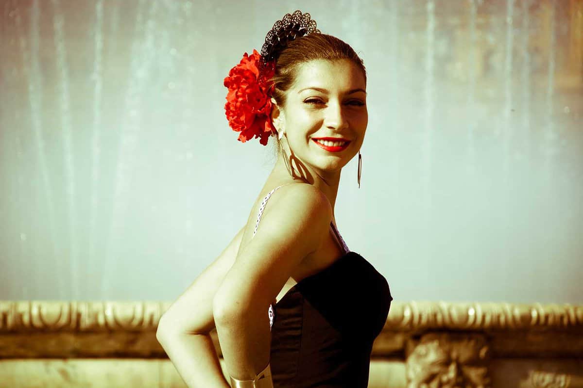 Portrait photo of a female flamenco dancer