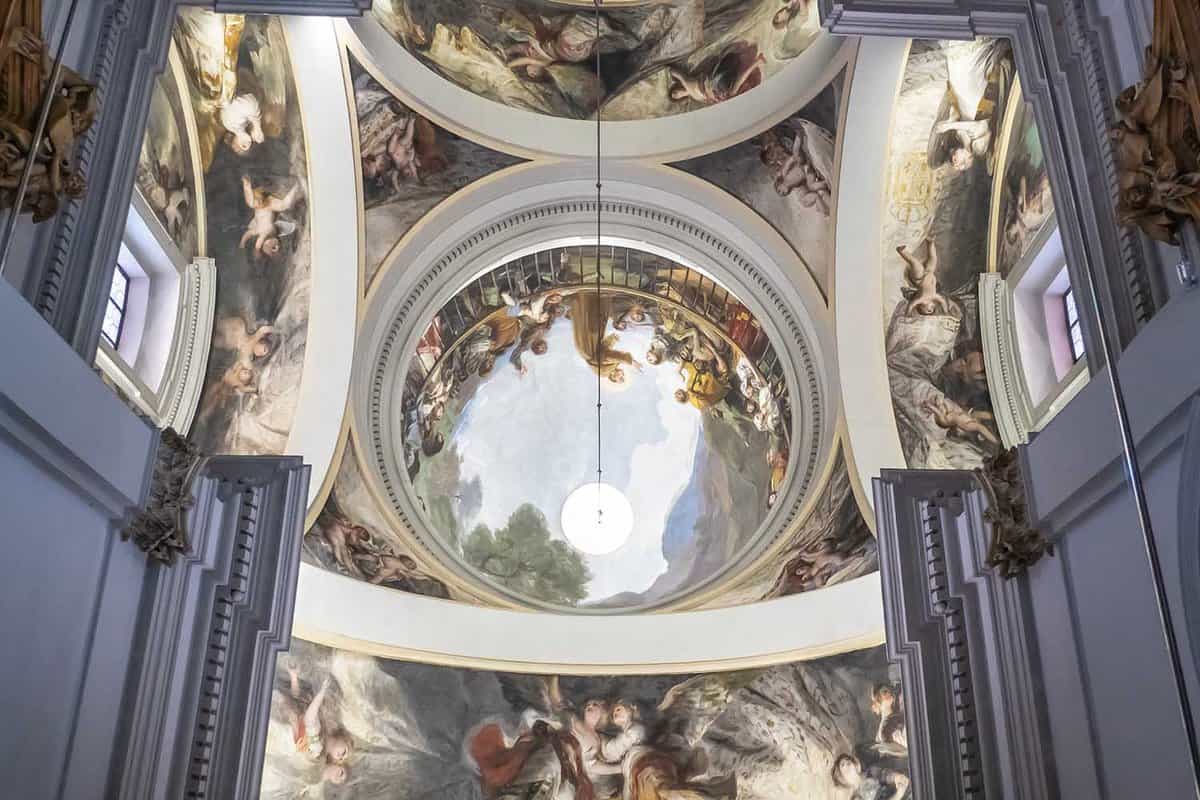 View of the domed roof with exquisite Goya frescoes